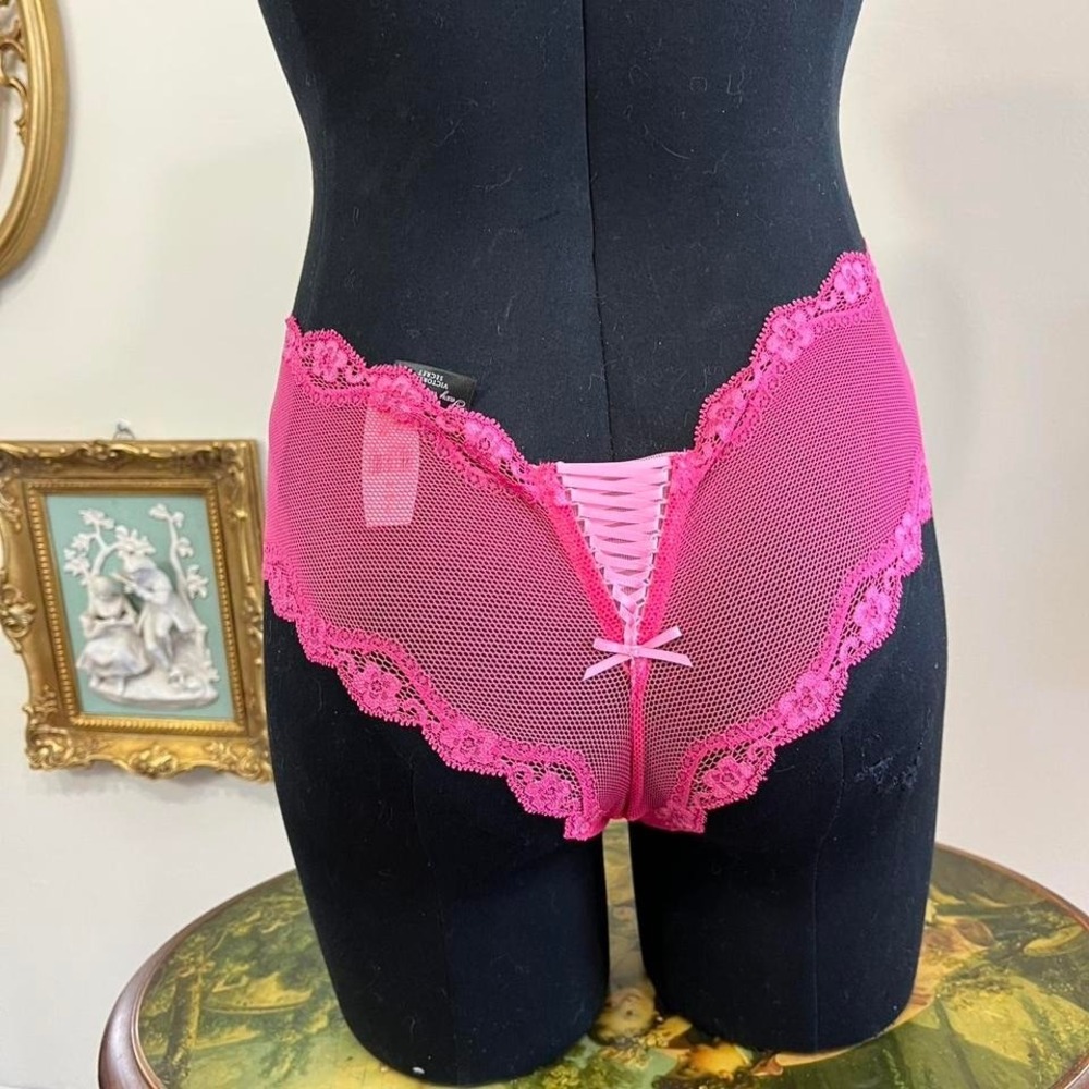 Vintage Victoria's Secret "Sexy Little Things" Hot Pink Mesh Lace Hipster Small